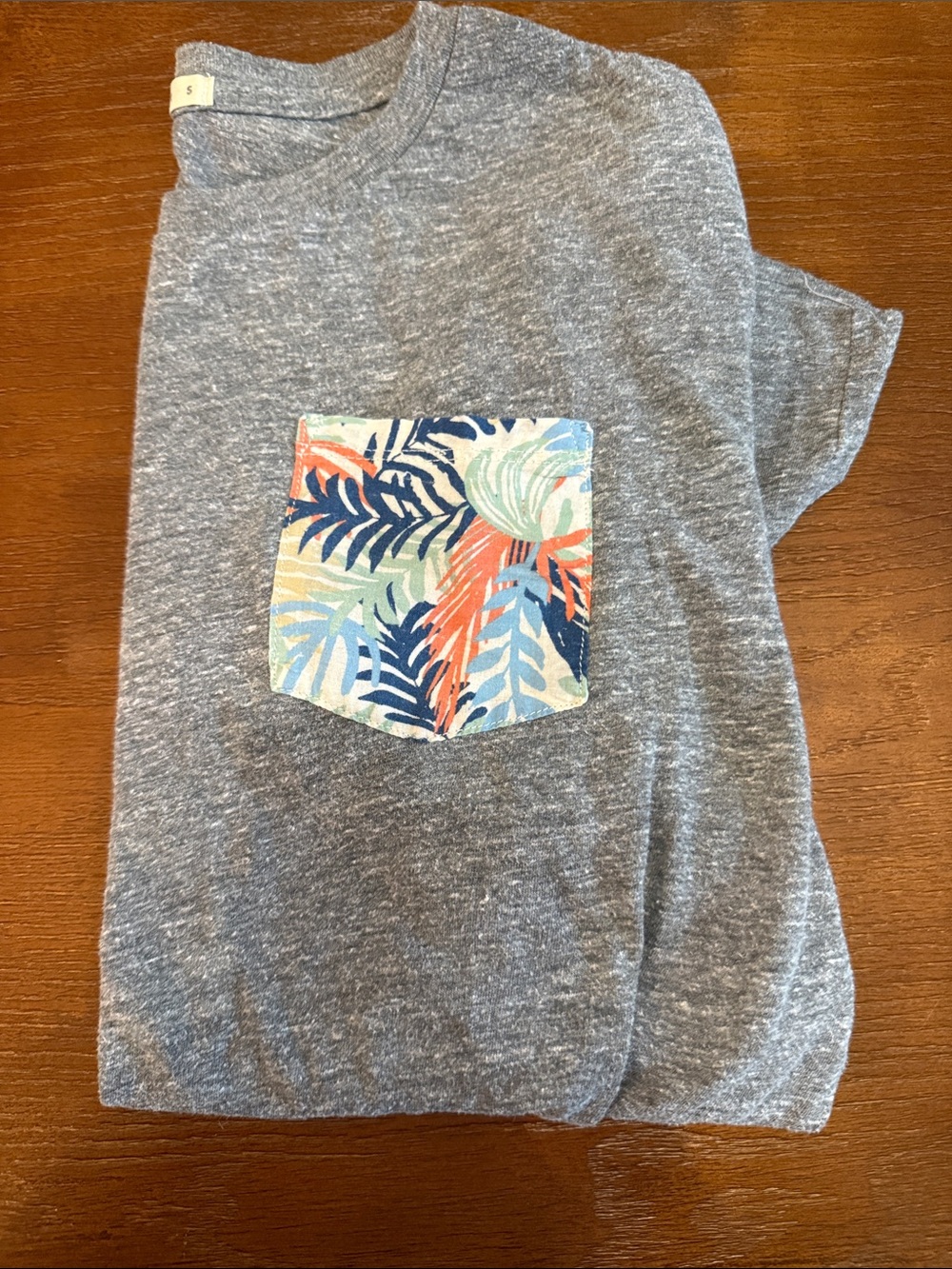 Marine Layer Heather Gray Tee with Tropical Pocket
